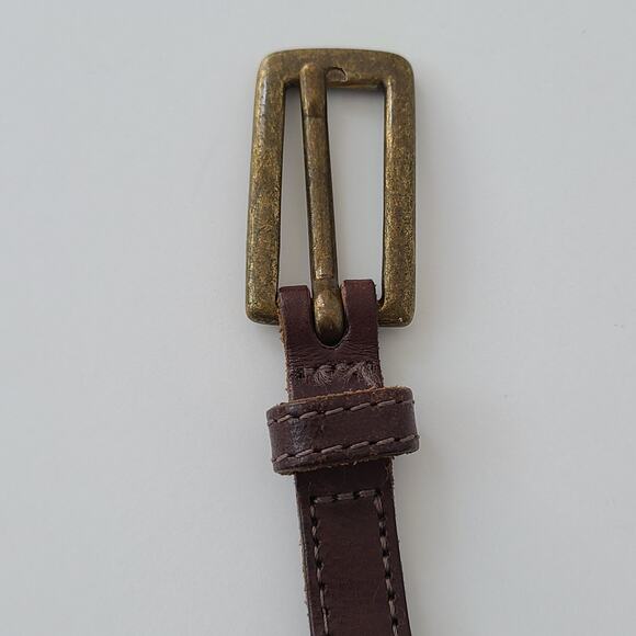 Unlabeled brown leather 1.5 braided belt size L/L good used condition - Picture 6 of 8